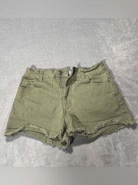 Primark Denim Co Olive Green Frayed Denim Shorts Women’s US 6 EU 38